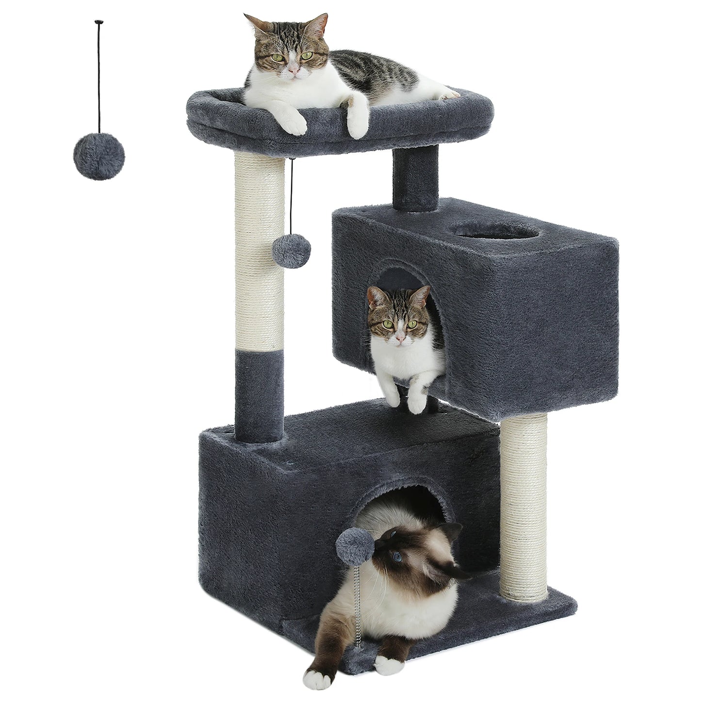 Three-Level Cat Tree Tower with Scratching Posts.