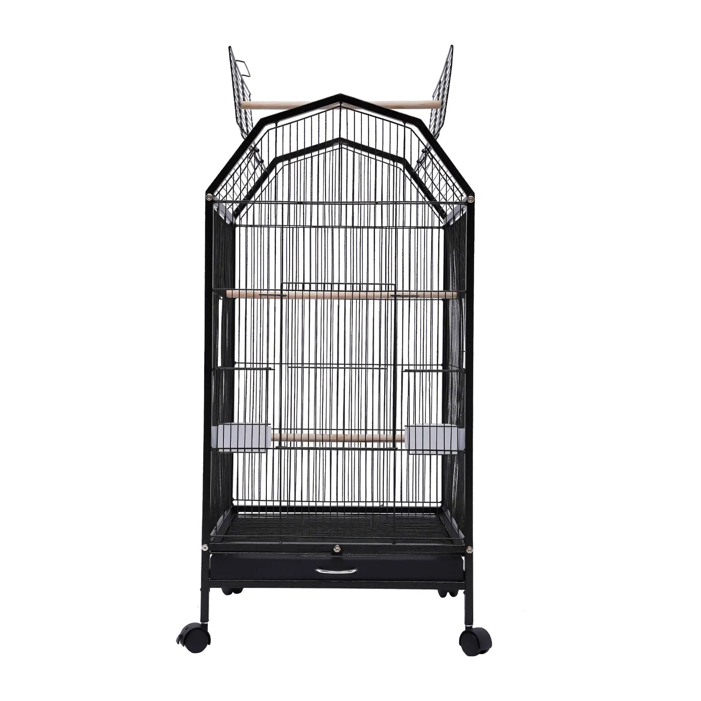 40-Inch Wrought-Iron Bird Cage with Rolling Stand,