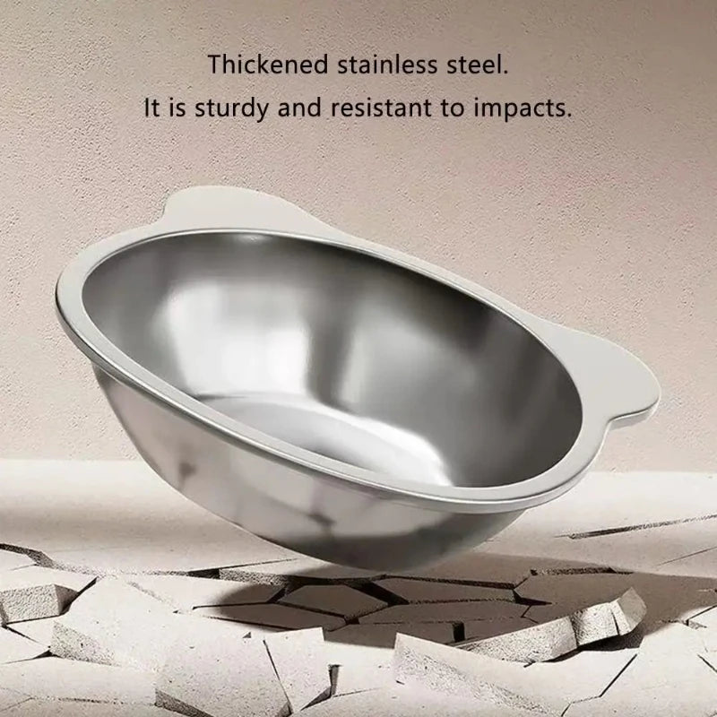304-Stainless Steel Raised Cat Bowl with 15° Elevated Design.