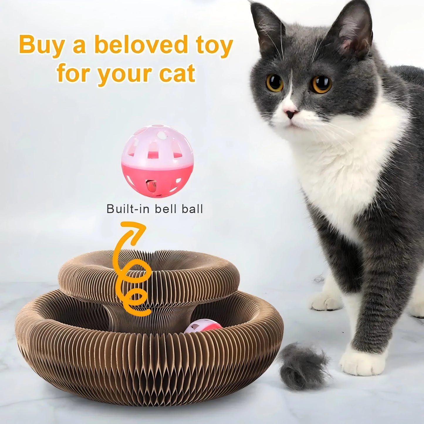 Corrugated, Cat Scratching Toy with Ball