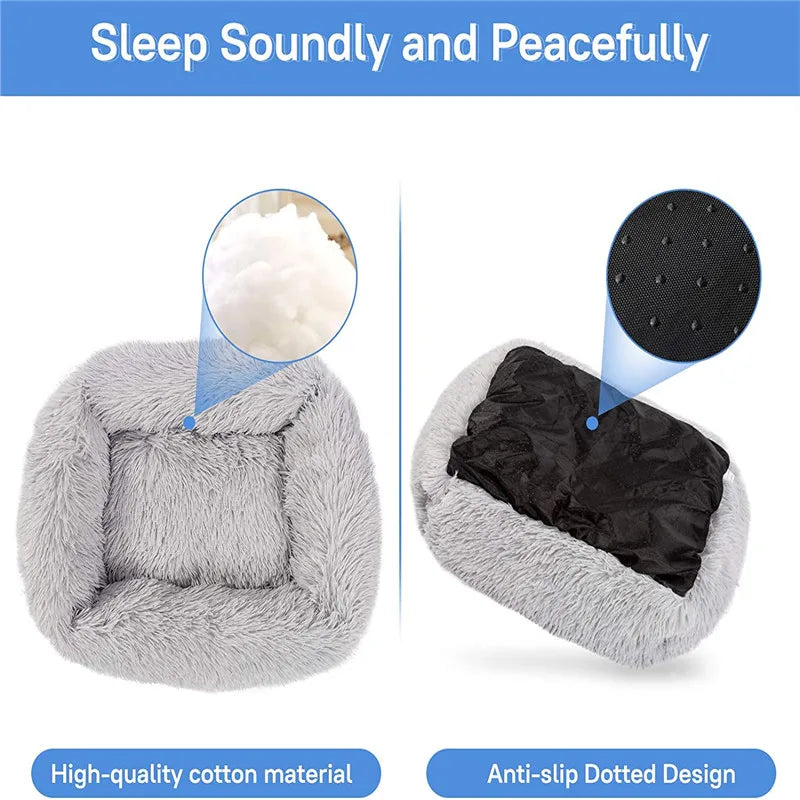 Luxury Dog Bed,  Square, Plush & Calming