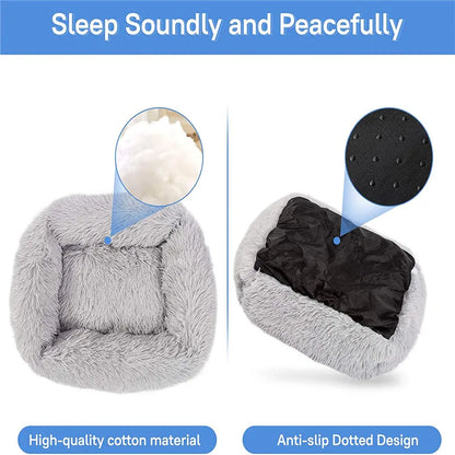 Luxury Dog Bed,  Square, Plush & Calming