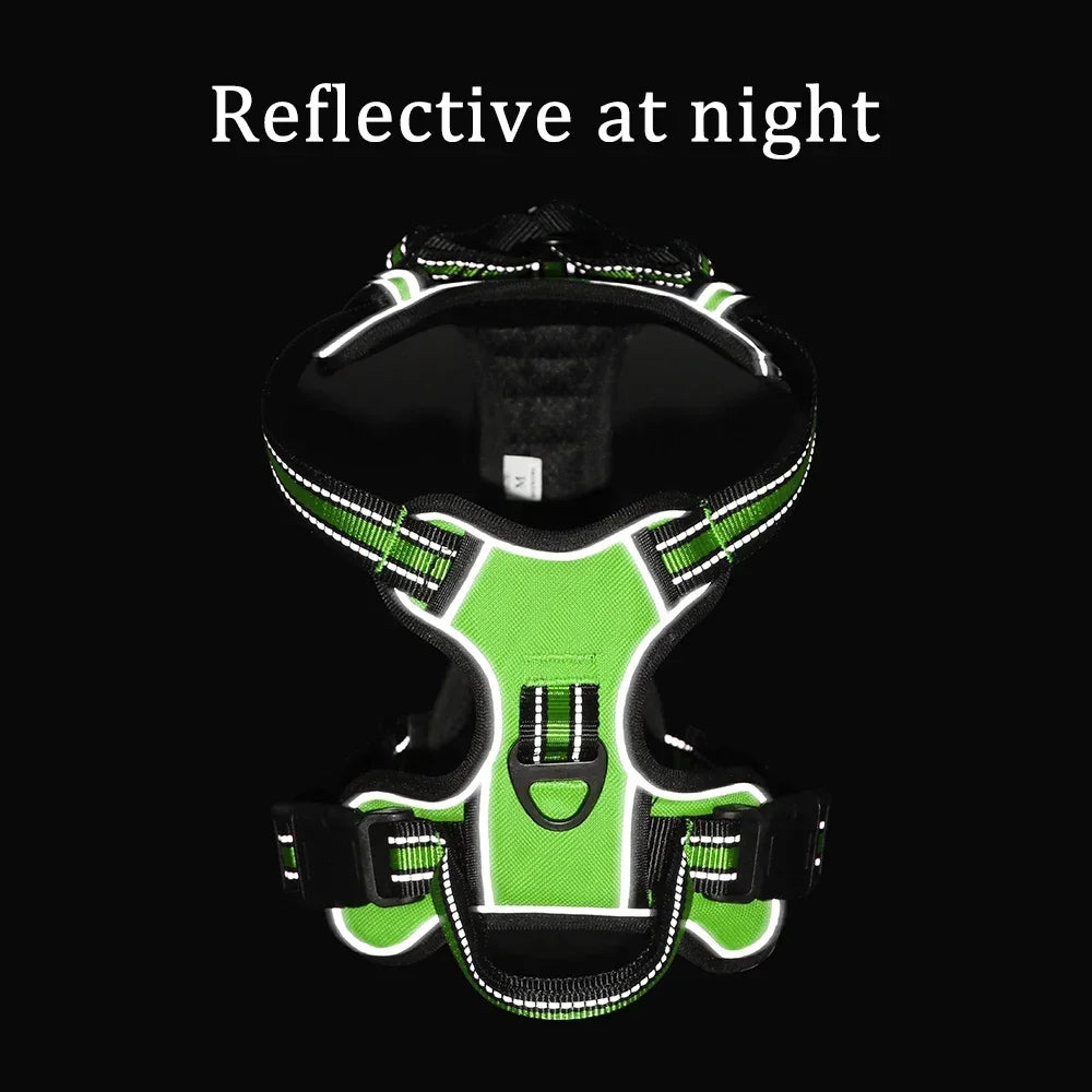 Adjustable, Reflective, Nylon Dog Harness Vest.
