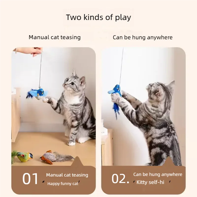 Sound Sensing, Interactive,  Cat-Toy Bird With Catnip,
