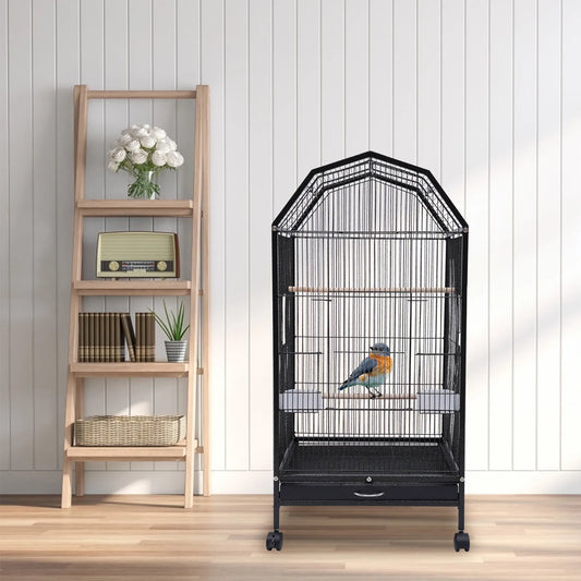 40-Inch Wrought-Iron Bird Cage with Rolling Stand,