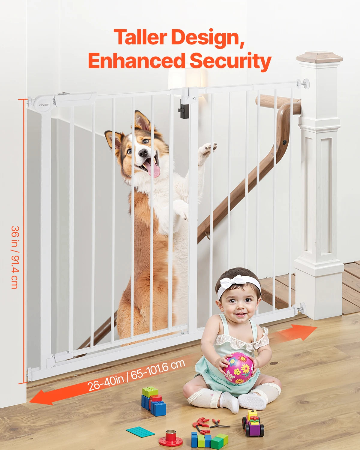 Security Gate 28/30/36 Inches High, With Easy Step-Through