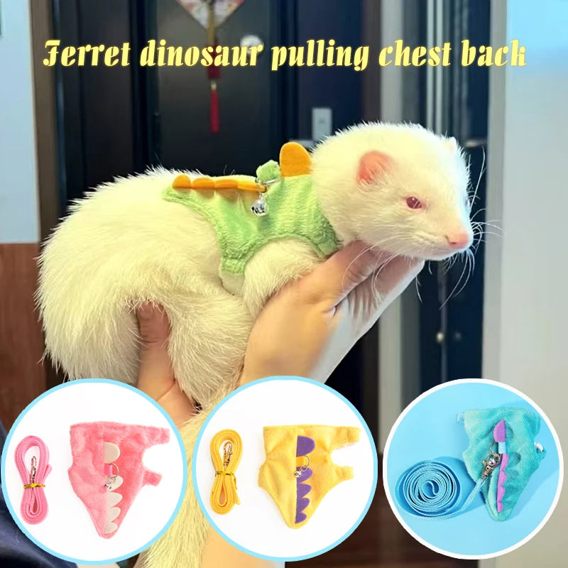 Ferret Walking-Harness and Leash, Dinosaur Design.
