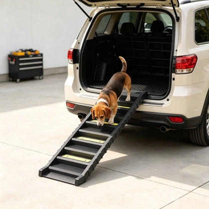 Black Folding Pet Car Ramp – Foldable Dog Ramp for Large Medium Small Dogs