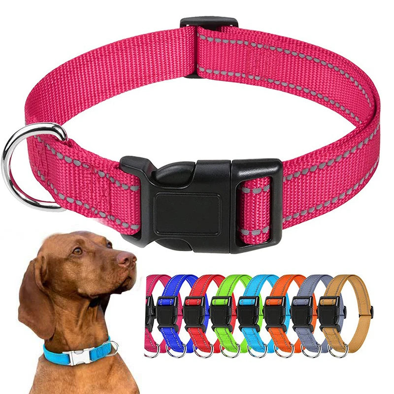 Dog Collar, Reflective, Many Color Varieties
