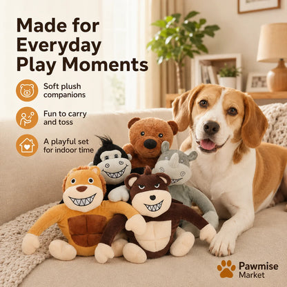5-Piece Squeaky Plush Pet Toys Set