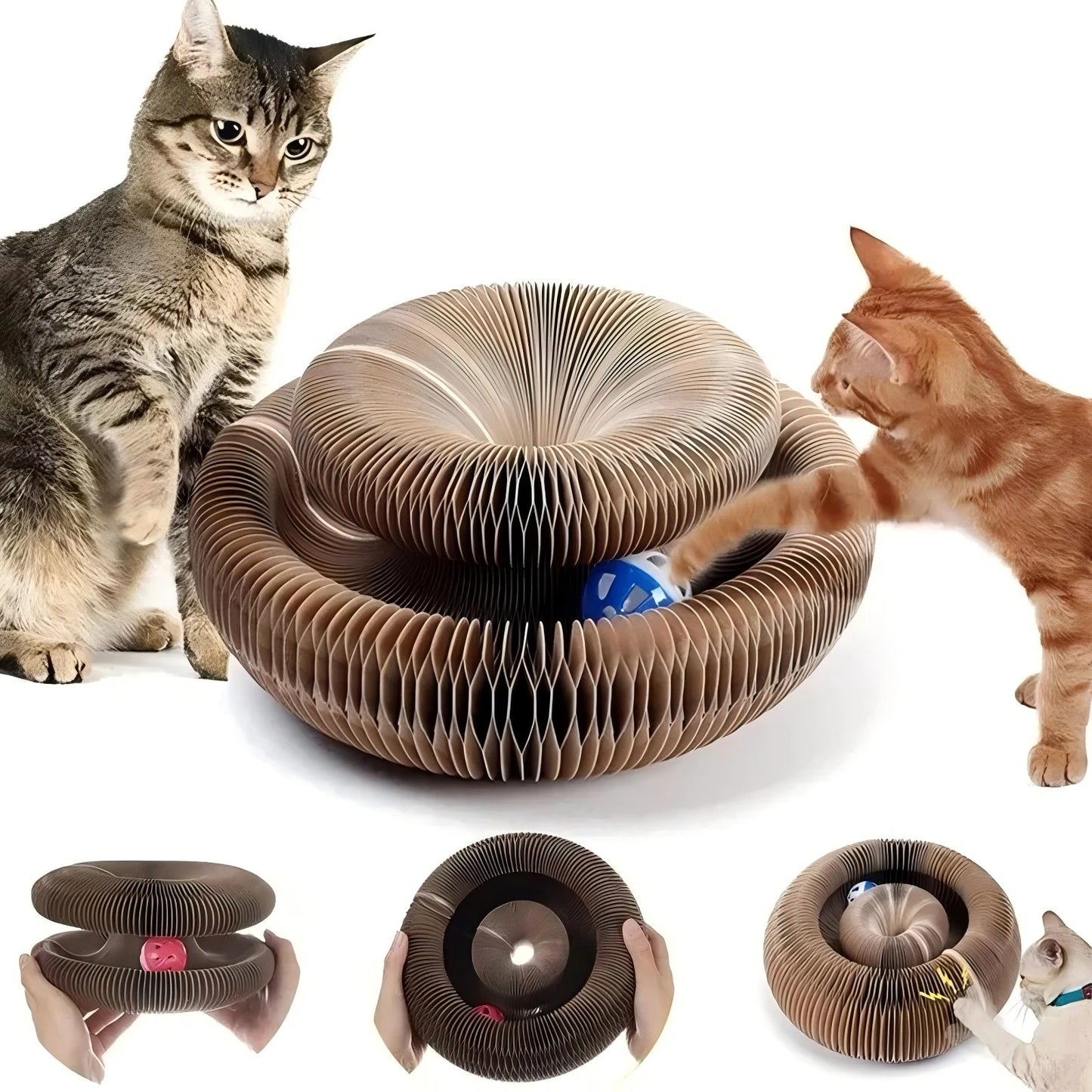 Corrugated, Cat Scratching Toy with Ball