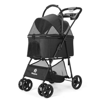 3-in-1 Folding Pet Stroller with Removable Carrier