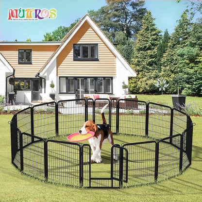 Outdoor/Indoor Foldable Metal Pet Playpen With Door