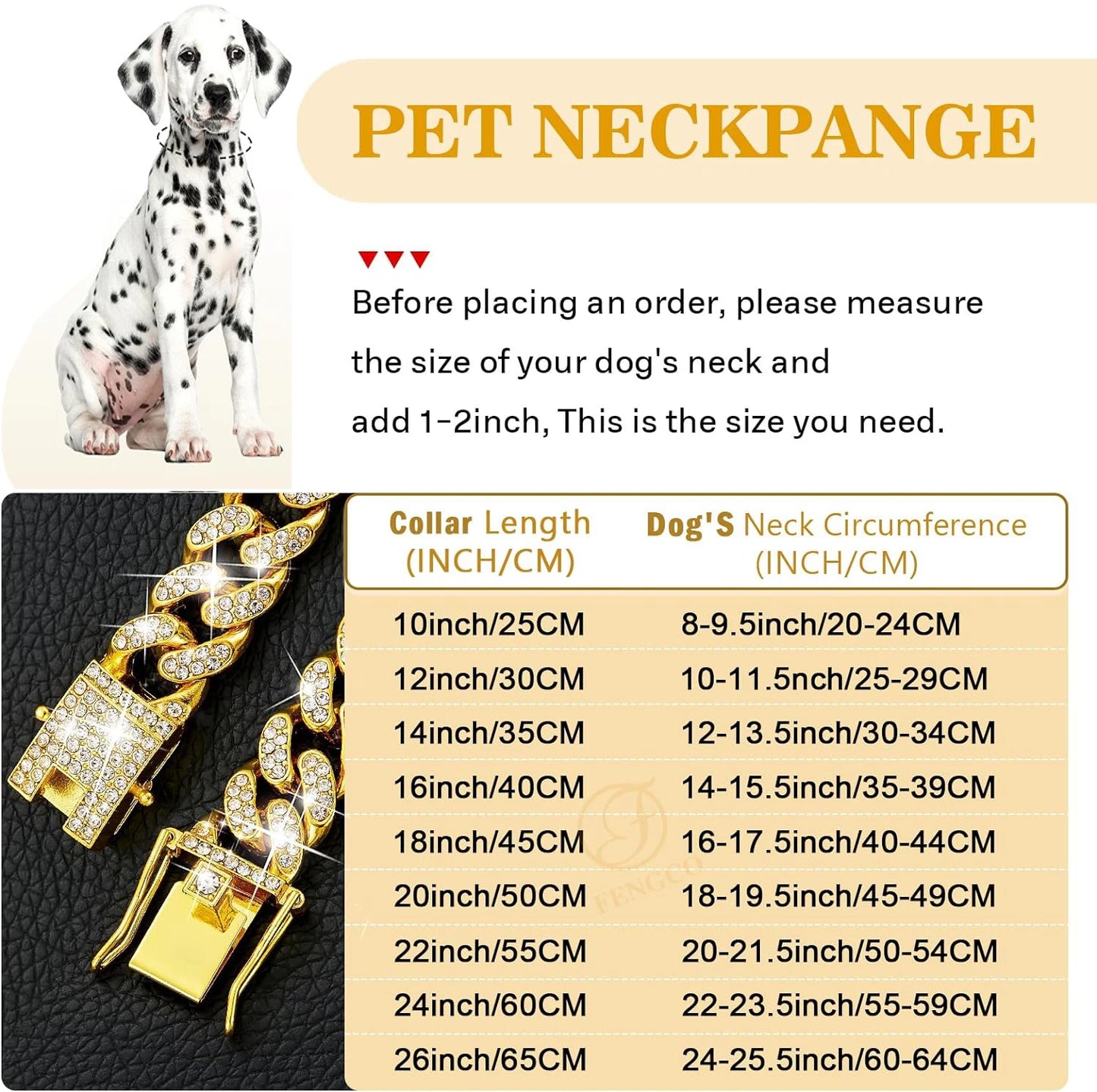 Gold Color, Luxury Pet Chain-Collar Necklace