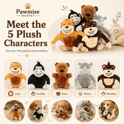 5-Piece Squeaky Plush Pet Toys Set