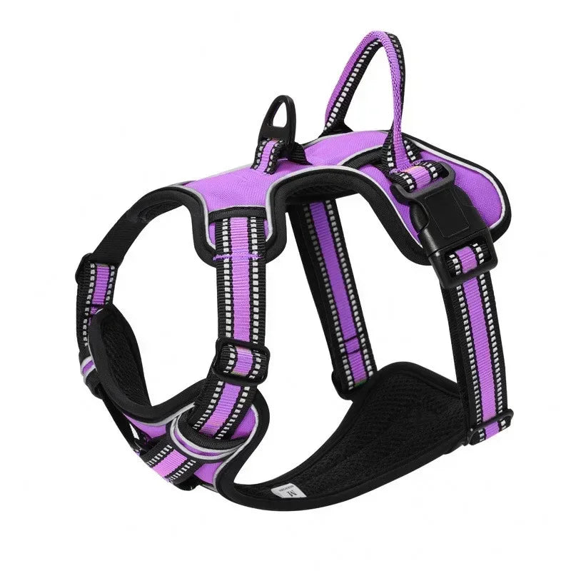 Adjustable, Reflective, Nylon Dog Harness Vest.