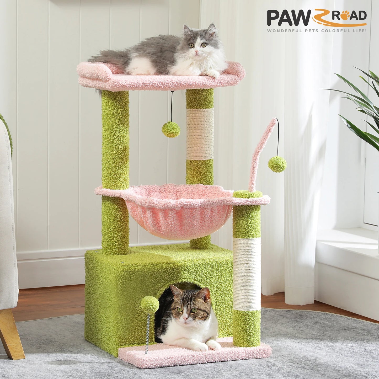 4-in-1 Cat Tree with Large Cat Condo.