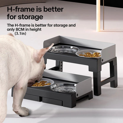 Collapsible Elevated, Adjustable Stainless Dog Bowls.