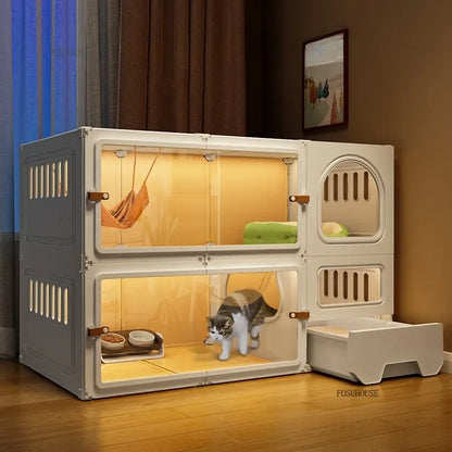 Luxury Indoor Cat Cage Household with Litter Box.