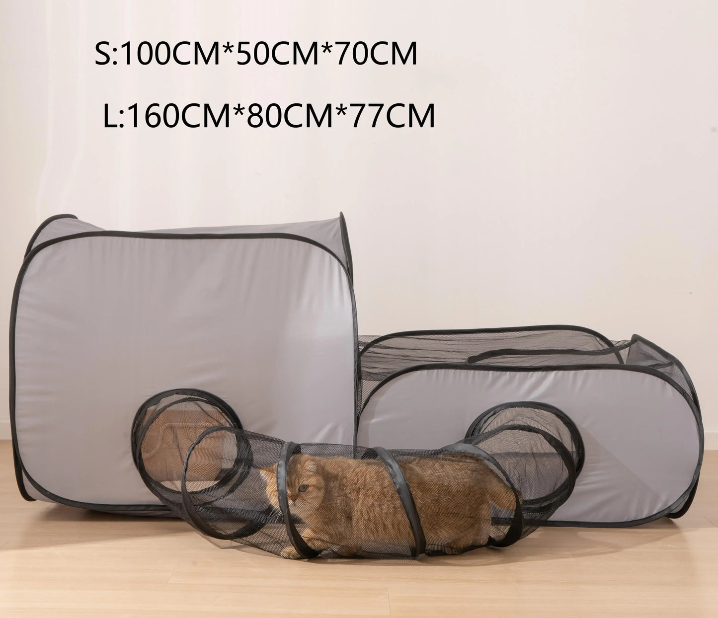 Foldable, Square, 2 Room Cat Play Tunnel.
