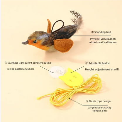 Sound Sensing, Interactive,  Cat-Toy Bird With Catnip,