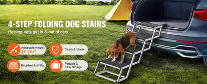Dog Stair For Cars 17" x 31" Folding, Lightweight Aluminum 150 Lbs. Limit