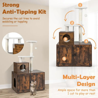 Cat Tree/Condo with Litter Box Enclosure
