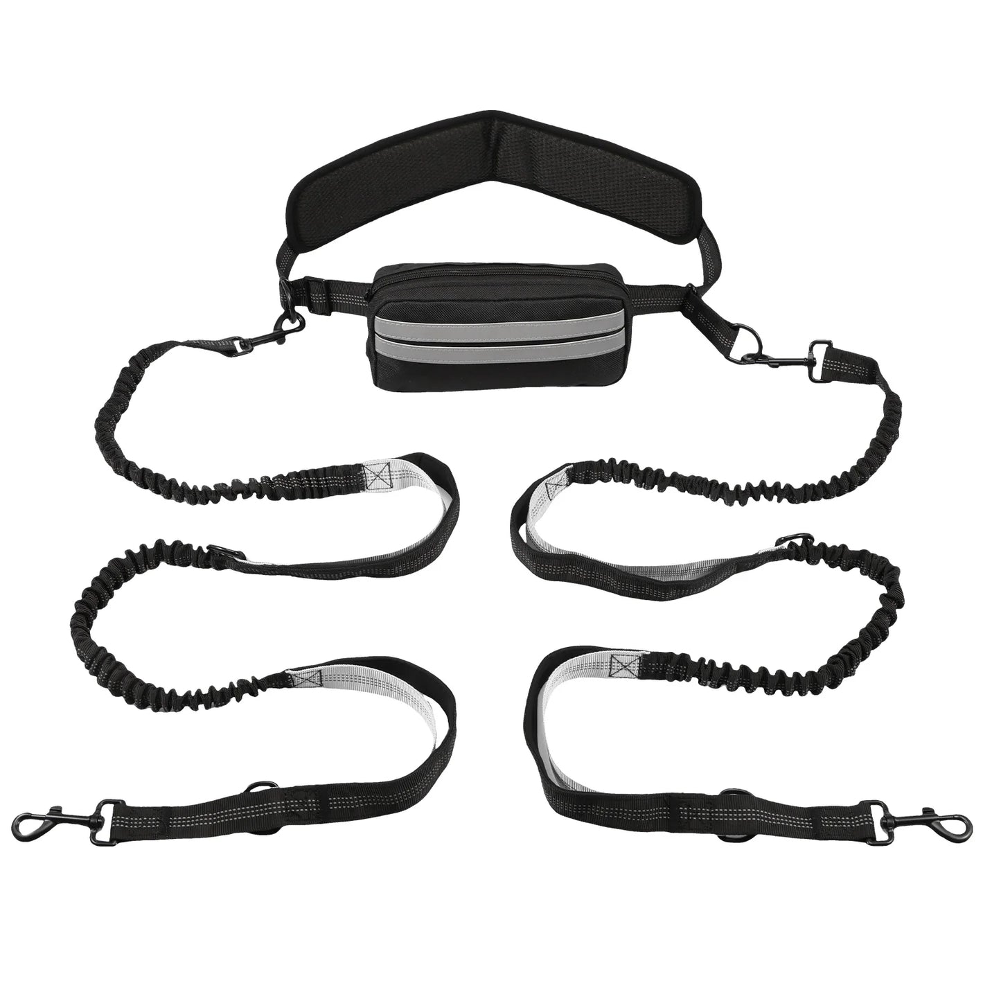 75Inch, Hands Free, Reflective Dog Leash With Waist Pack.