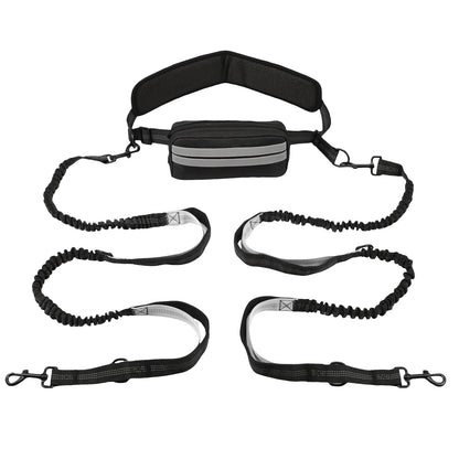 75Inch, Hands Free, Reflective Dog Leash With Waist Pack.