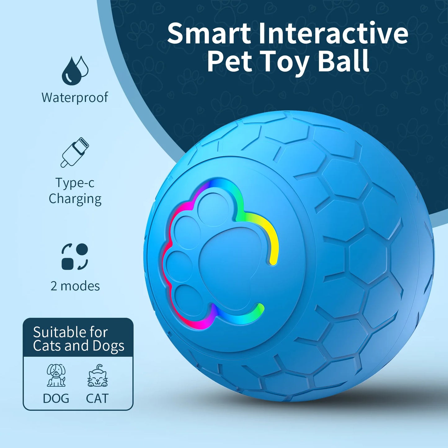 Smart, Dog And Pet Ball Toy, Intelligent and Rechargeable.