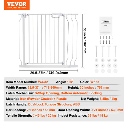 Security Gate 28/30/36 Inches High, With Easy Step-Through