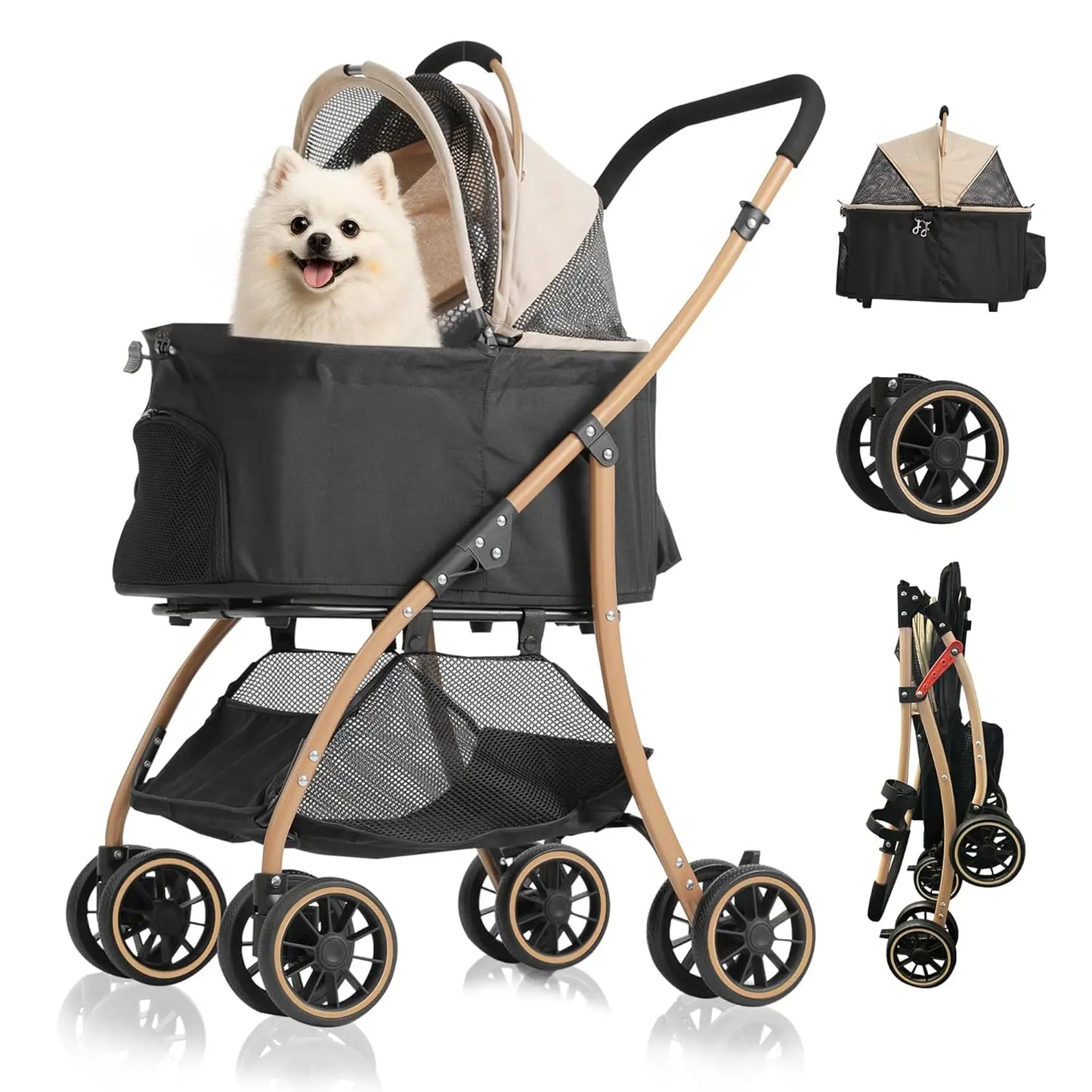 Well-Built, Lightweight Foldable Pet Stroller With Canopy