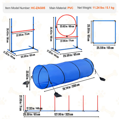 Dog Agility Training Equipment 5PCS Set With Bag