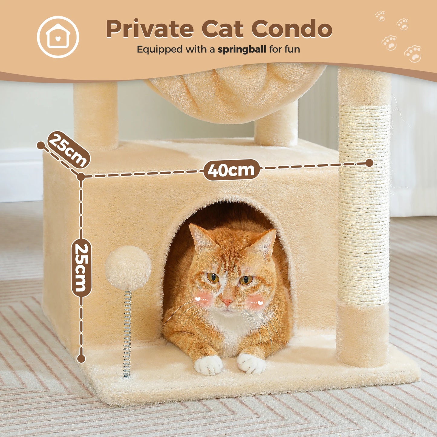 4-in-1 Cat Tree with Large Cat Condo.