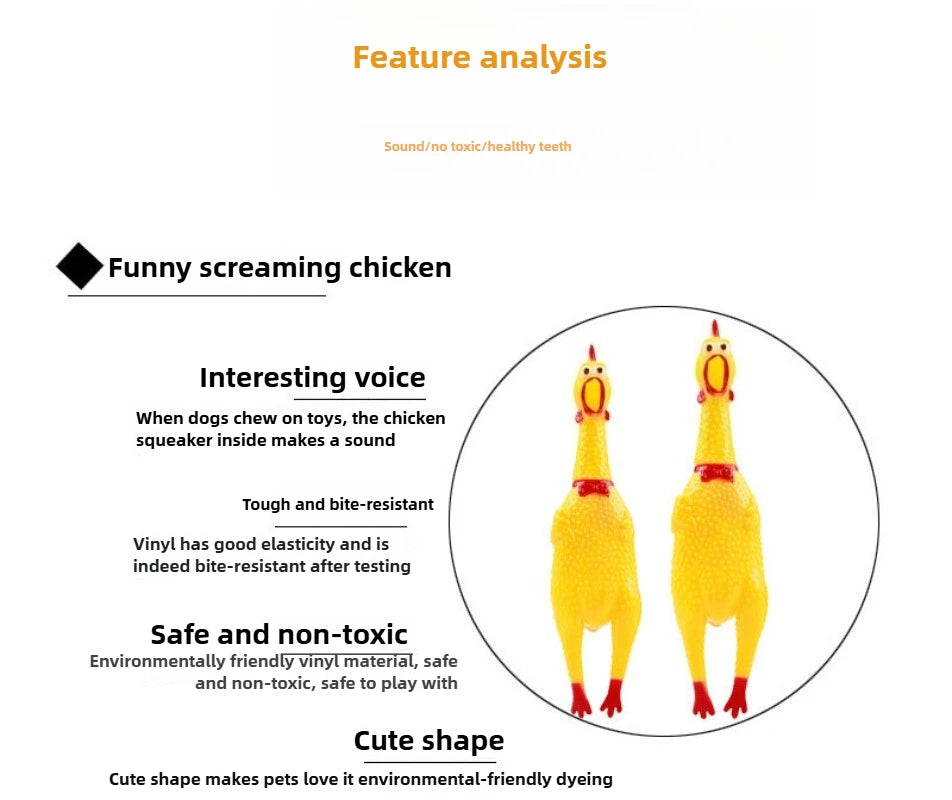 Squeaky, Screaming, Rubber Chicken Pet Toy