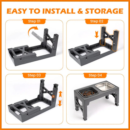 2-in-1, Adjustable Height, Foldable, Slow Feeder Dog Bowls, Non-Slip.