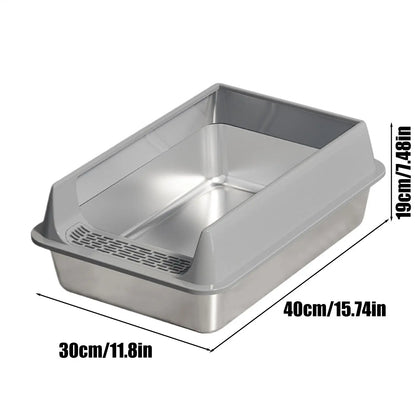 Semi-Enclosed, Deepened, Cat Litter Box With Scoop