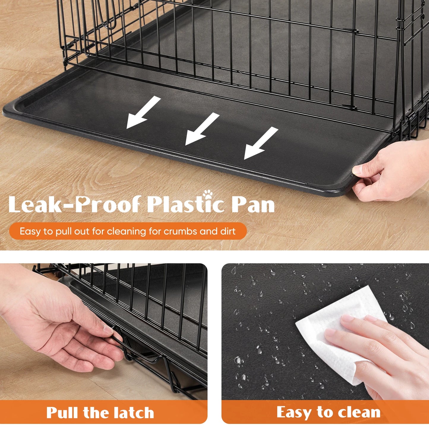 36, 42, or 48 Inch Double-Door, Folding Dog Cage.