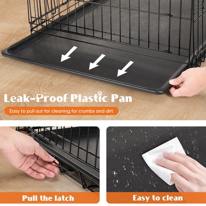 36, 42, or 48 Inch Double-Door, Folding Dog Cage.