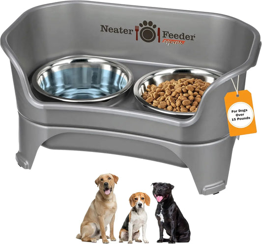 Elevated No-Spill Stainless Steel Bowls, Feeder.