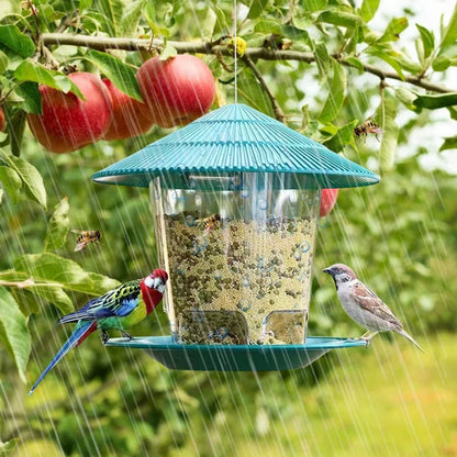 Outdoor, Bird Feeder holds over 2.5 pounds of seeds.