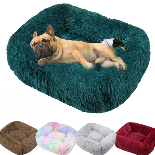 Luxury Dog Bed,  Square, Plush & Calming