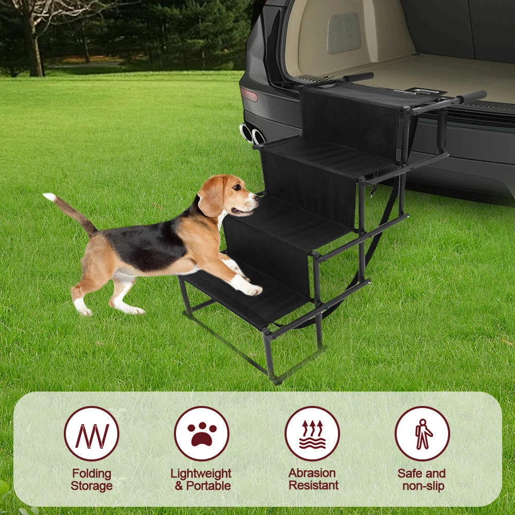4 Steps Pet Ramp Foldable Dog Pet Ramp Pet Ladder Lightweight Portable Dog Cat Ladder Folding Pet Stairs Ramp for Car
