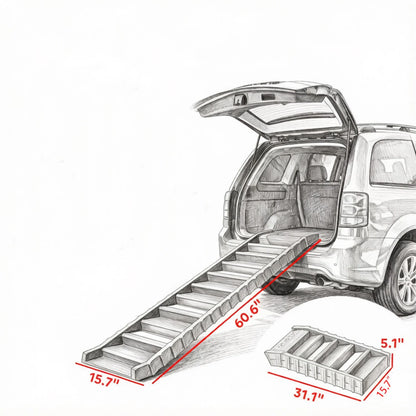 Black Folding Pet Car Ramp – Foldable Dog Ramp for Large Medium Small Dogs