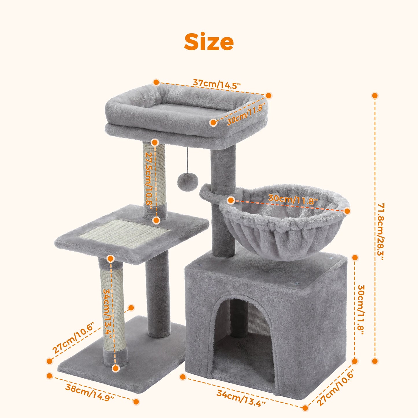 Cat tree Cat Tower for Indoor Cats with Scratching Posts & Big Hammock