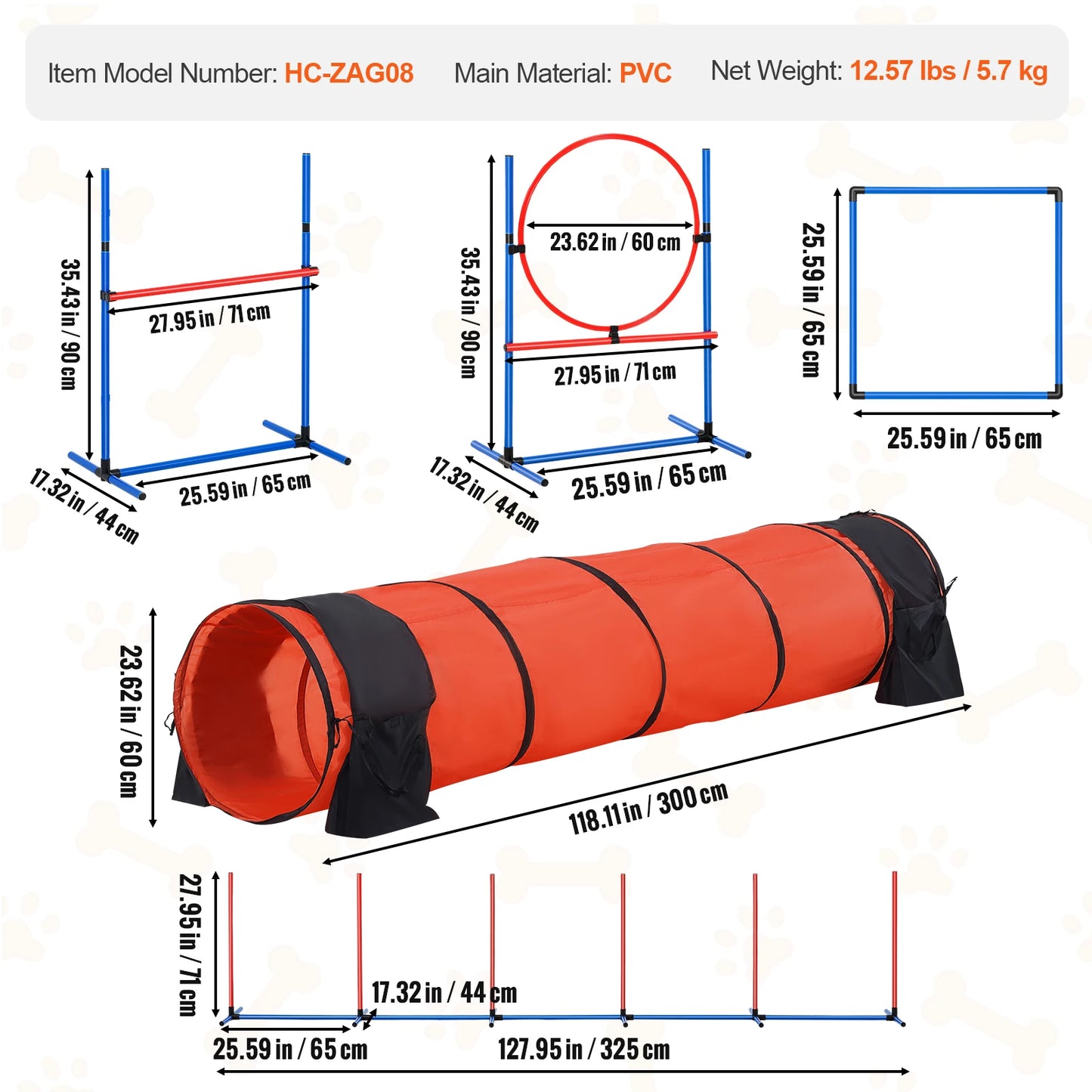 Dog Agility Training Equipment 5PCS Set With Bag