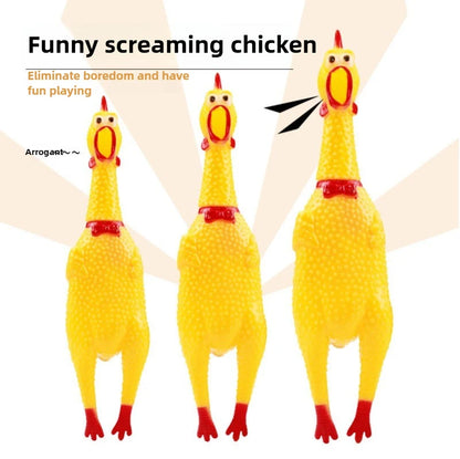 Squeaky, Screaming, Rubber Chicken Pet Toy