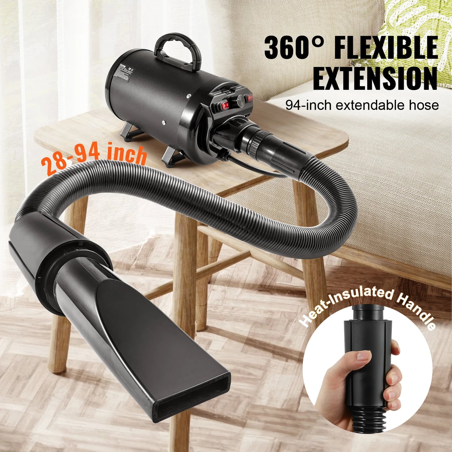 2000W/2.7HP Dog Blow Dryer Adjustable Speed  & Temperature