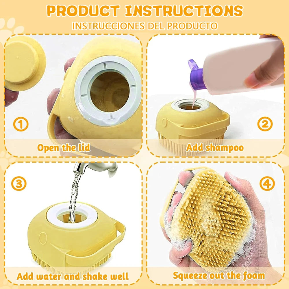 Pet Bath-Brush Silicone Shampoo Scrubber
