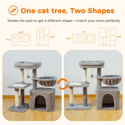 Cat tree Cat Tower for Indoor Cats with Scratching Posts & Big Hammock